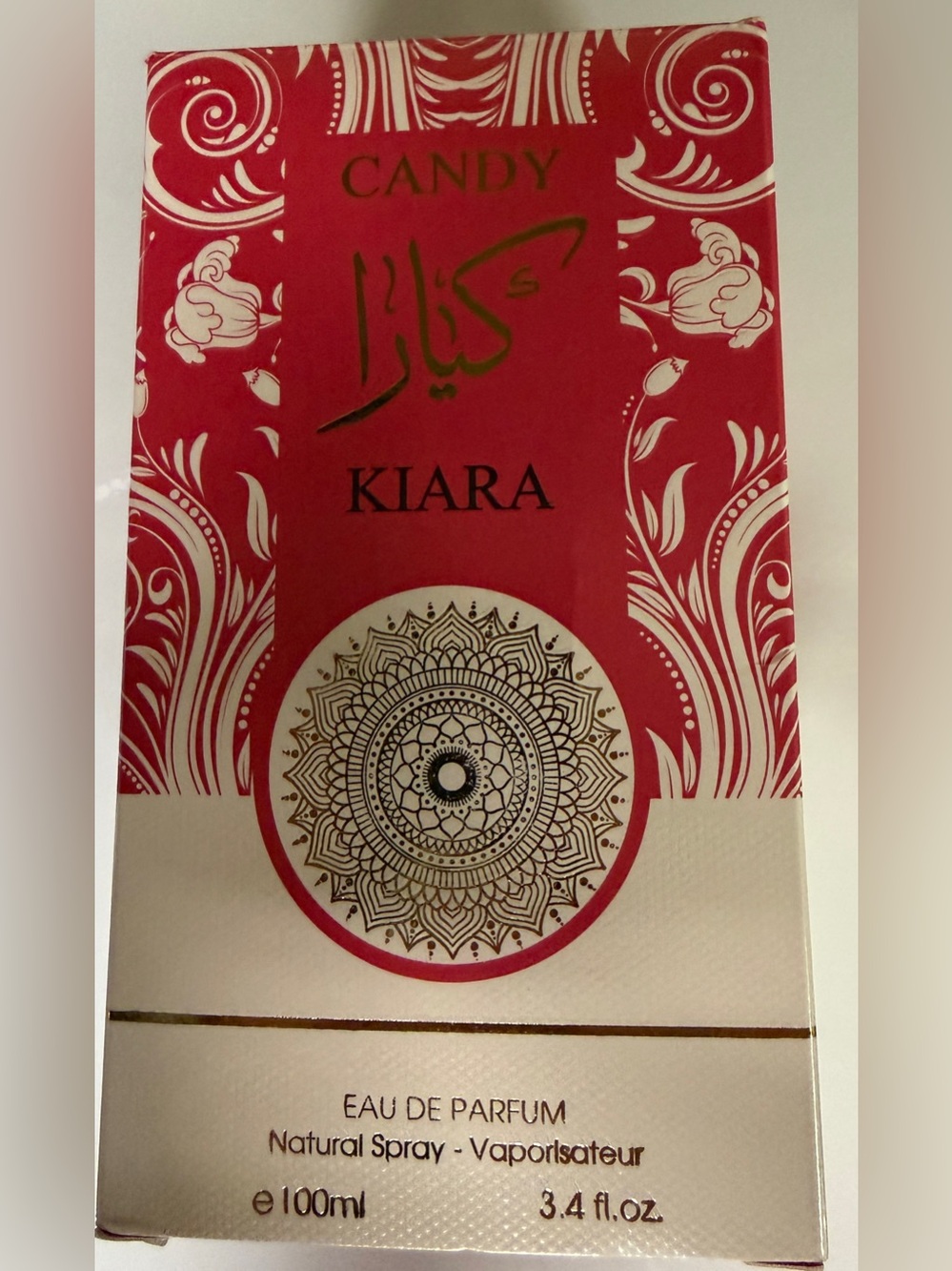 Kiara Red & Cream Decorative Perfume Box with Gold Mandala